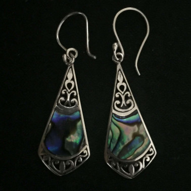 ER 12312 AB-(925 BALI SILVER EARRINGS WITH ABALONE)